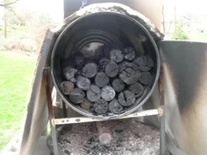 charcoal making from drum