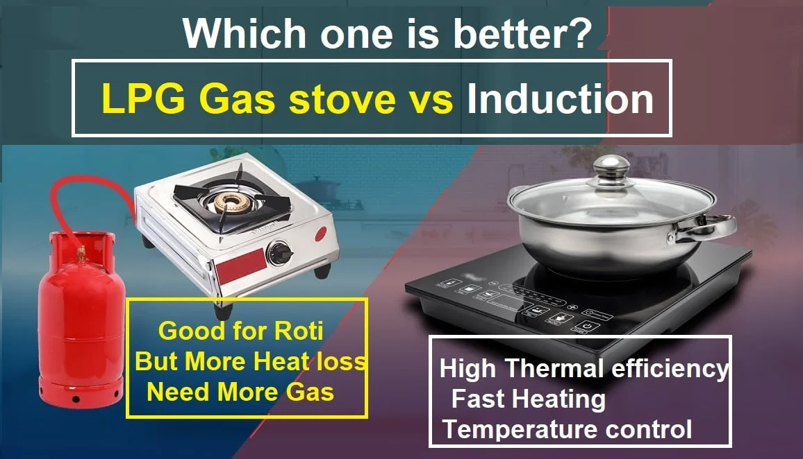 LPG stove and induction heating for cooking