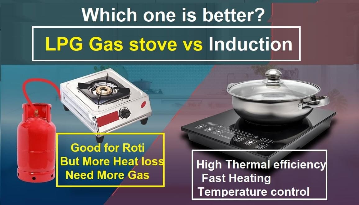 LPG stove and induction heating for cooking